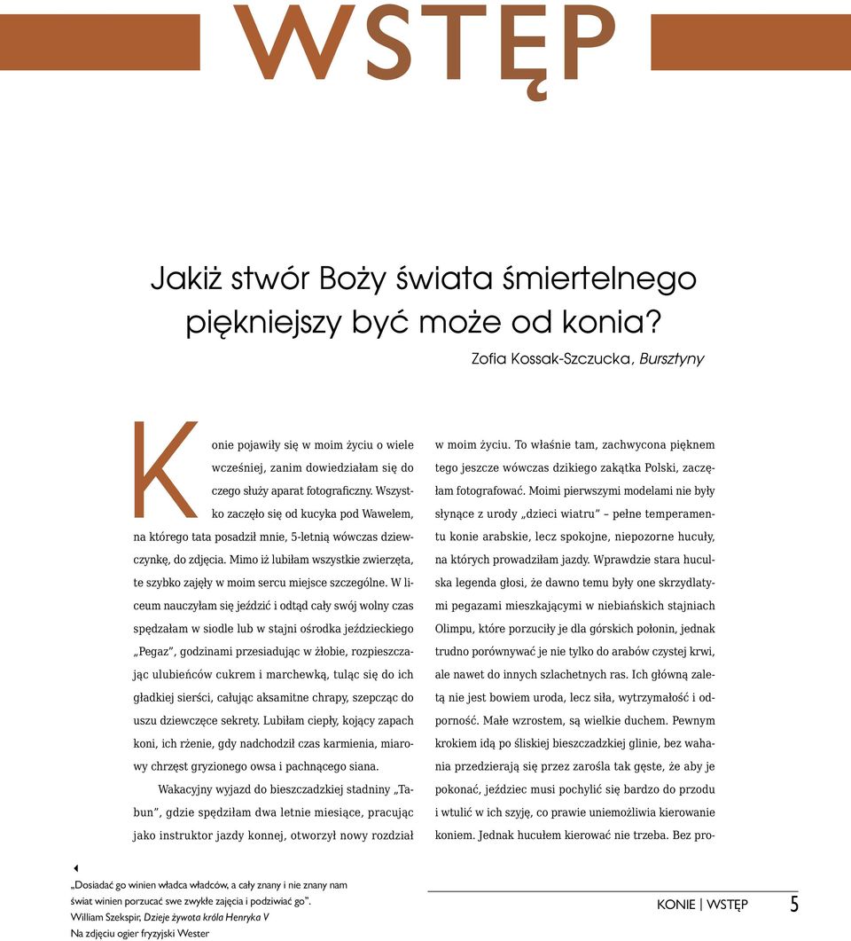 Wszystko zaczęło się od kucyka pod Wawelem, na którego tata posadził mnie, 5-letnią wówczas dziewczynkę, do zdjęcia.