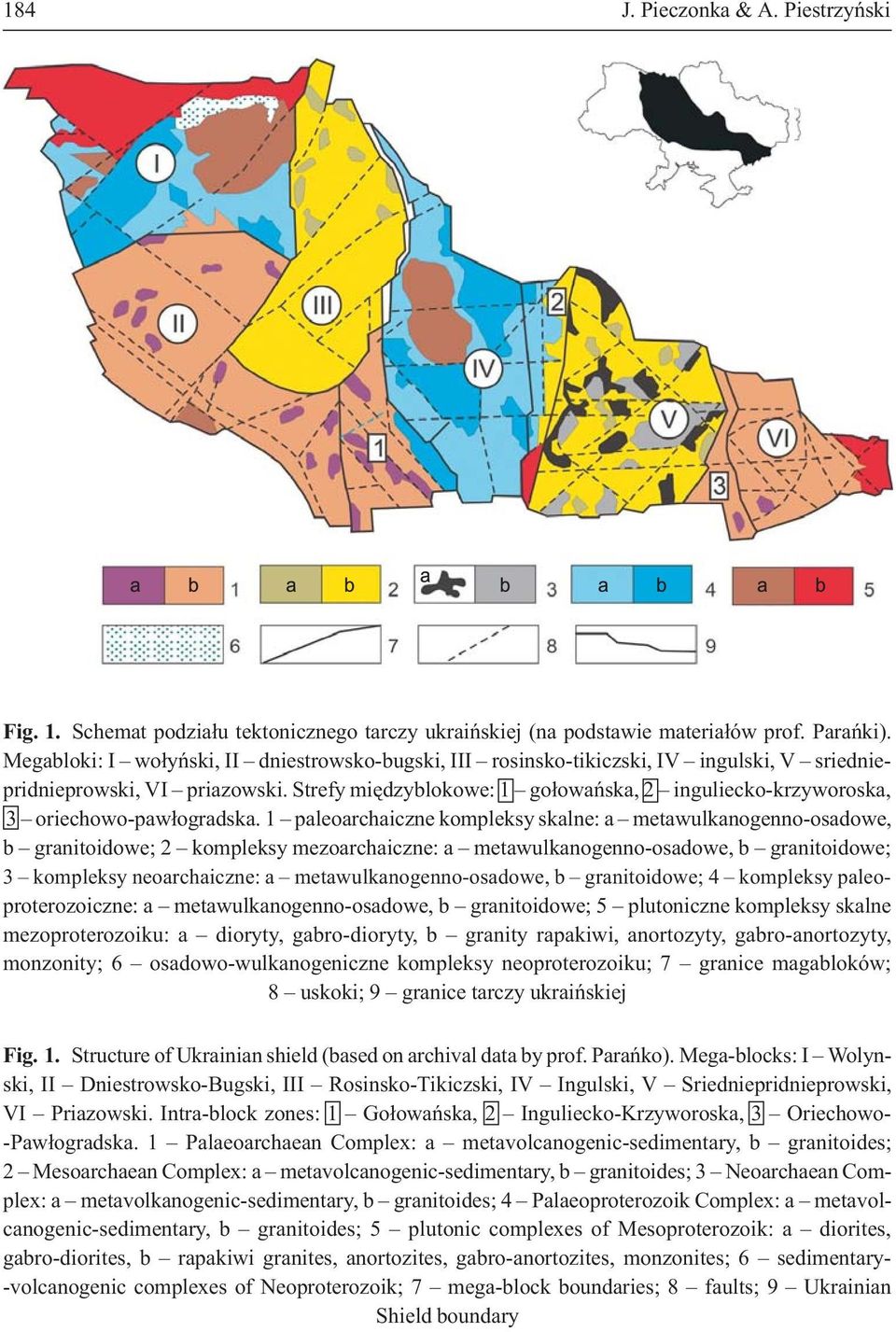 Strefy miêdzyblokowe: 1 go³owañska, 2 inguliecko-krzyworoska, 3 oriechowo-paw³ogradska.