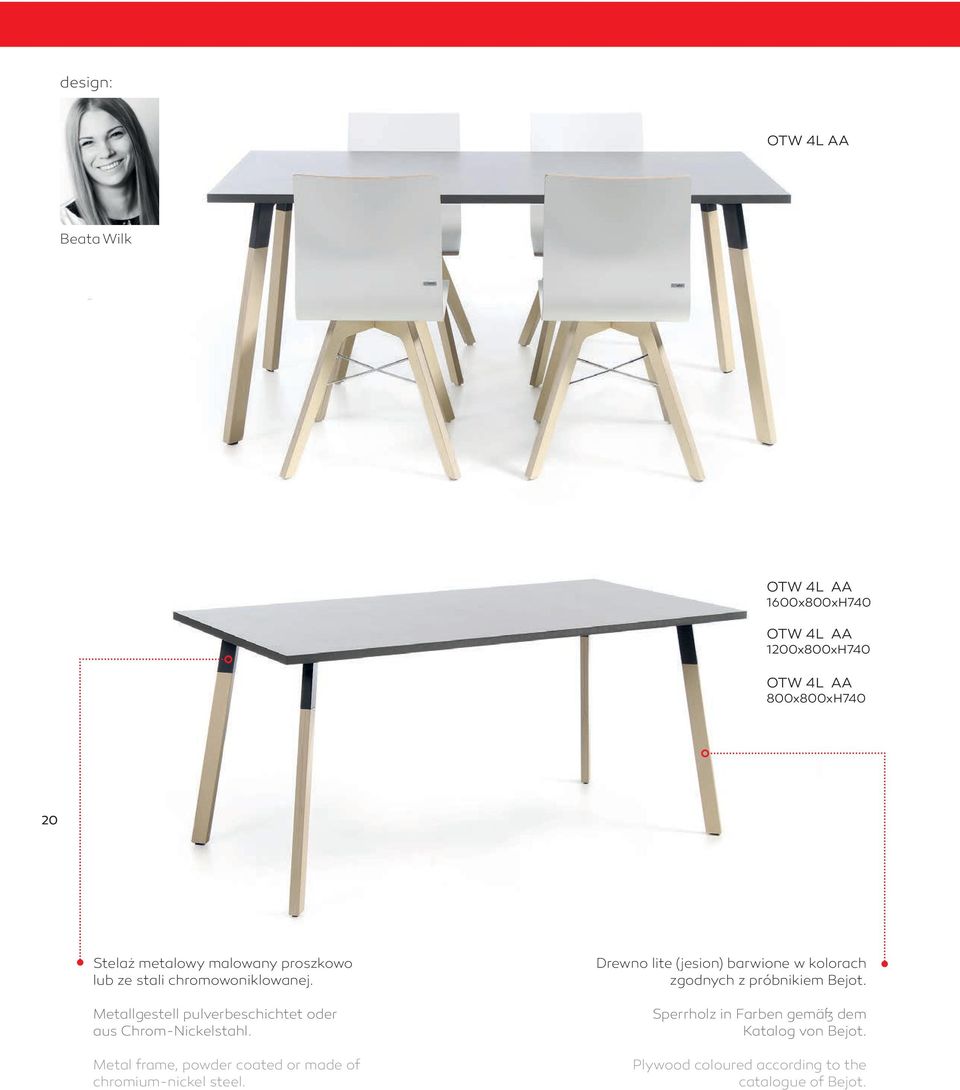 Metal frame, powder coated or made of chromium-nickel steel.