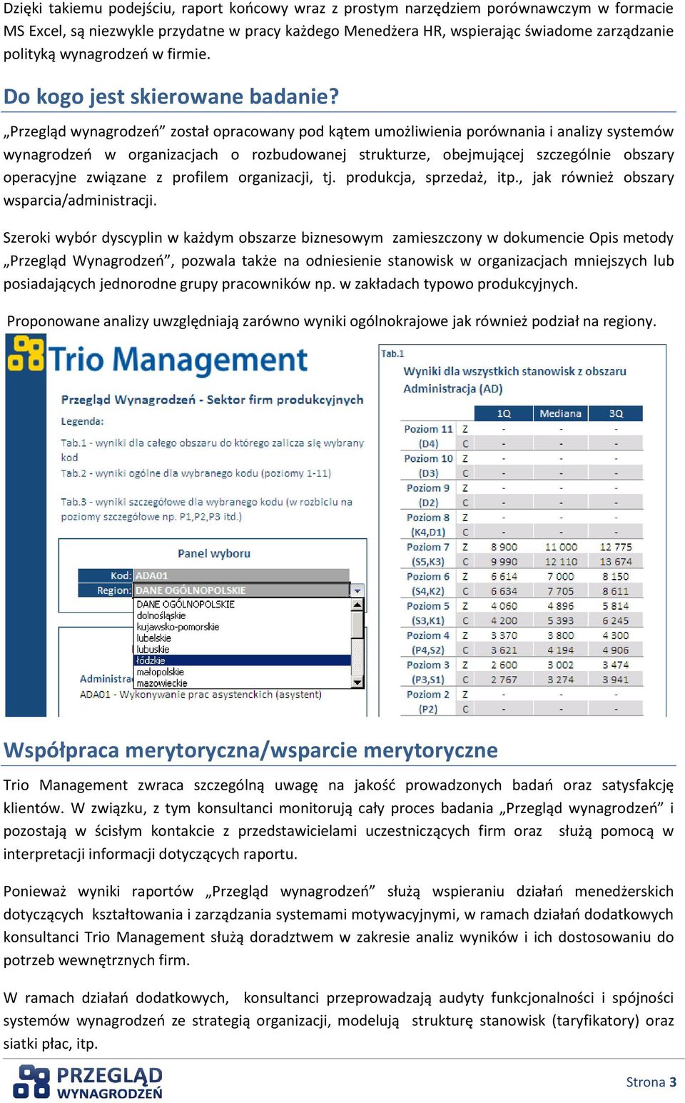 Przegląd wynagrodzeo został opracowany pod kątem umożliwienia porównania i analizy systemów wynagrodzeo w organizacjach o rozbudowanej strukturze, obejmującej szczególnie obszary operacyjne związane