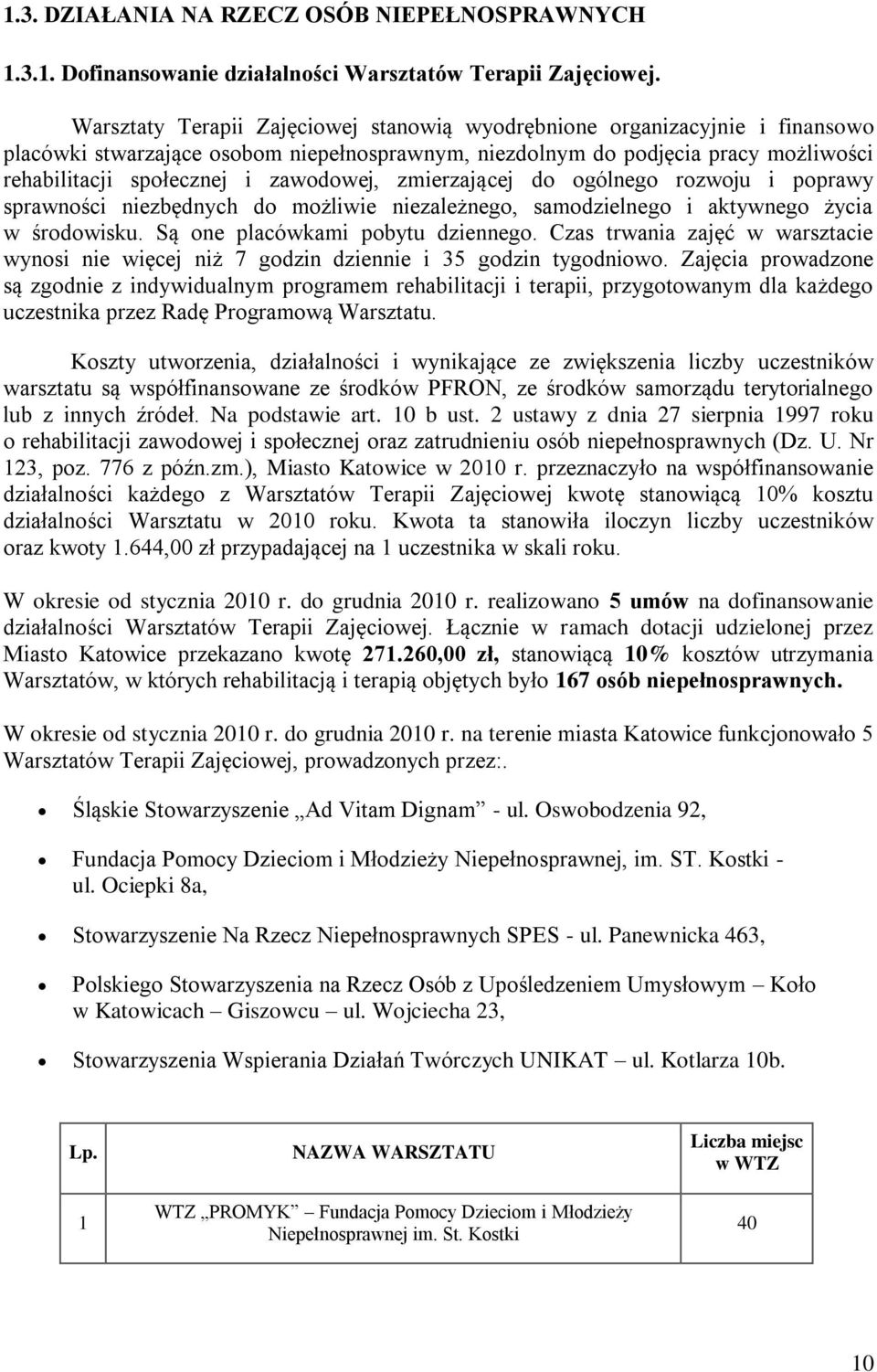zawodowej, zmierzającej do ogólnego rozwoju i poprawy sprawności niezbędnych do możliwie niezależnego, samodzielnego i aktywnego życia w środowisku. Są one placówkami pobytu dziennego.