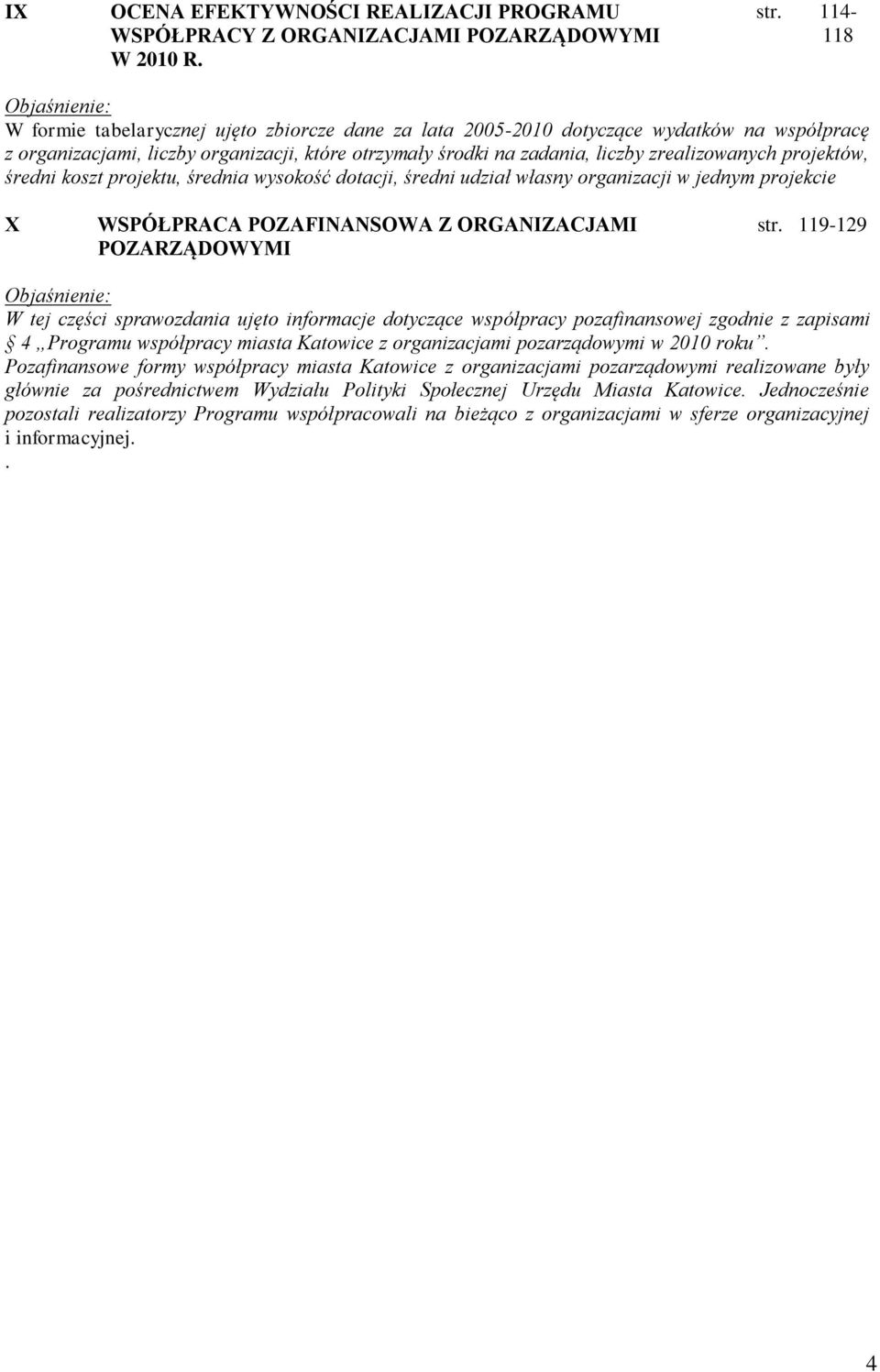 zrealizowanych projektów, średni koszt projektu, średnia wysokość dotacji, średni udział własny organizacji w jednym projekcie X WSPÓŁPRACA POZAFINANSOWA Z ORGANIZACJAMI str.