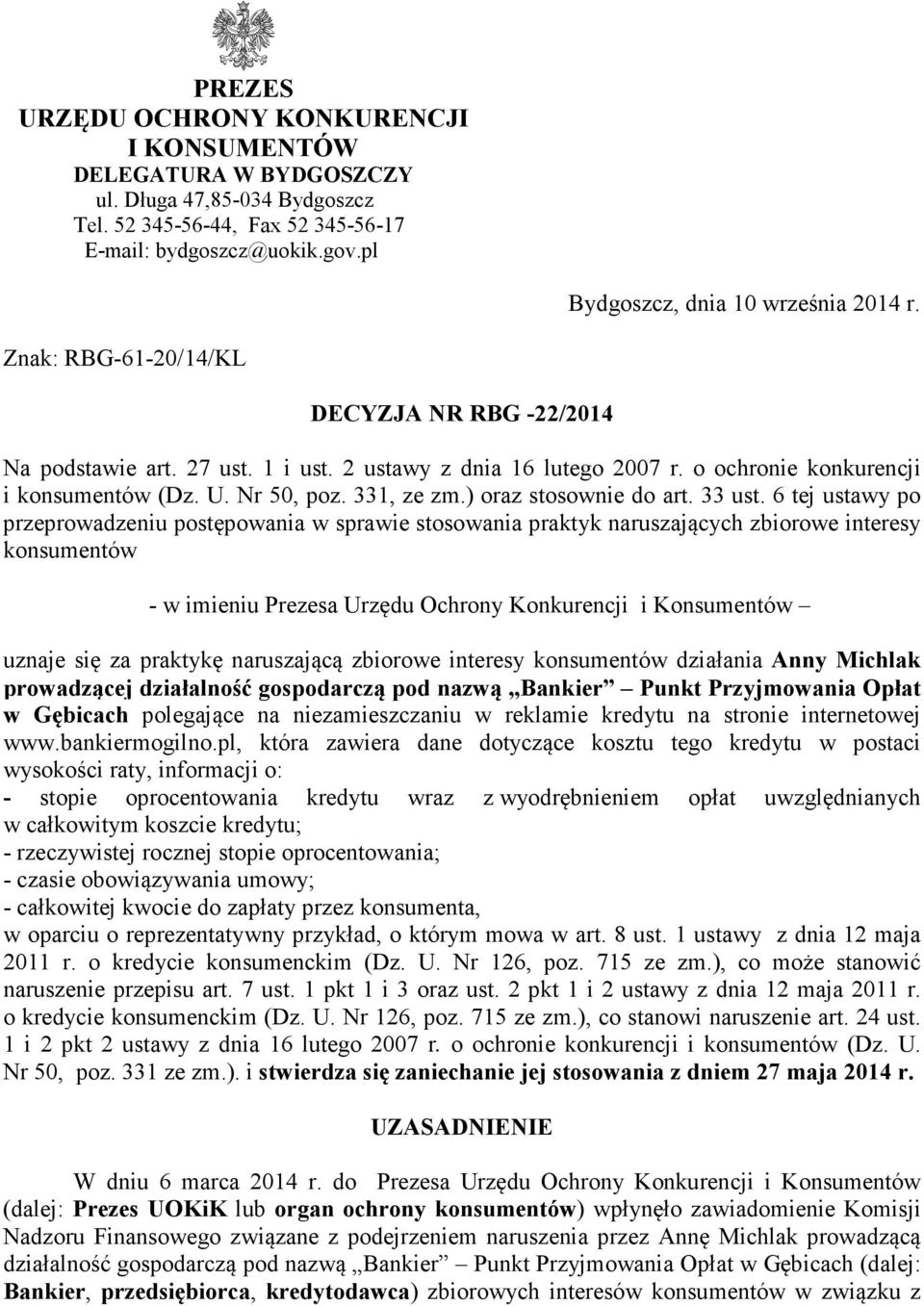 Nr 50, poz. 331, ze zm.) oraz stosownie do art. 33 ust.