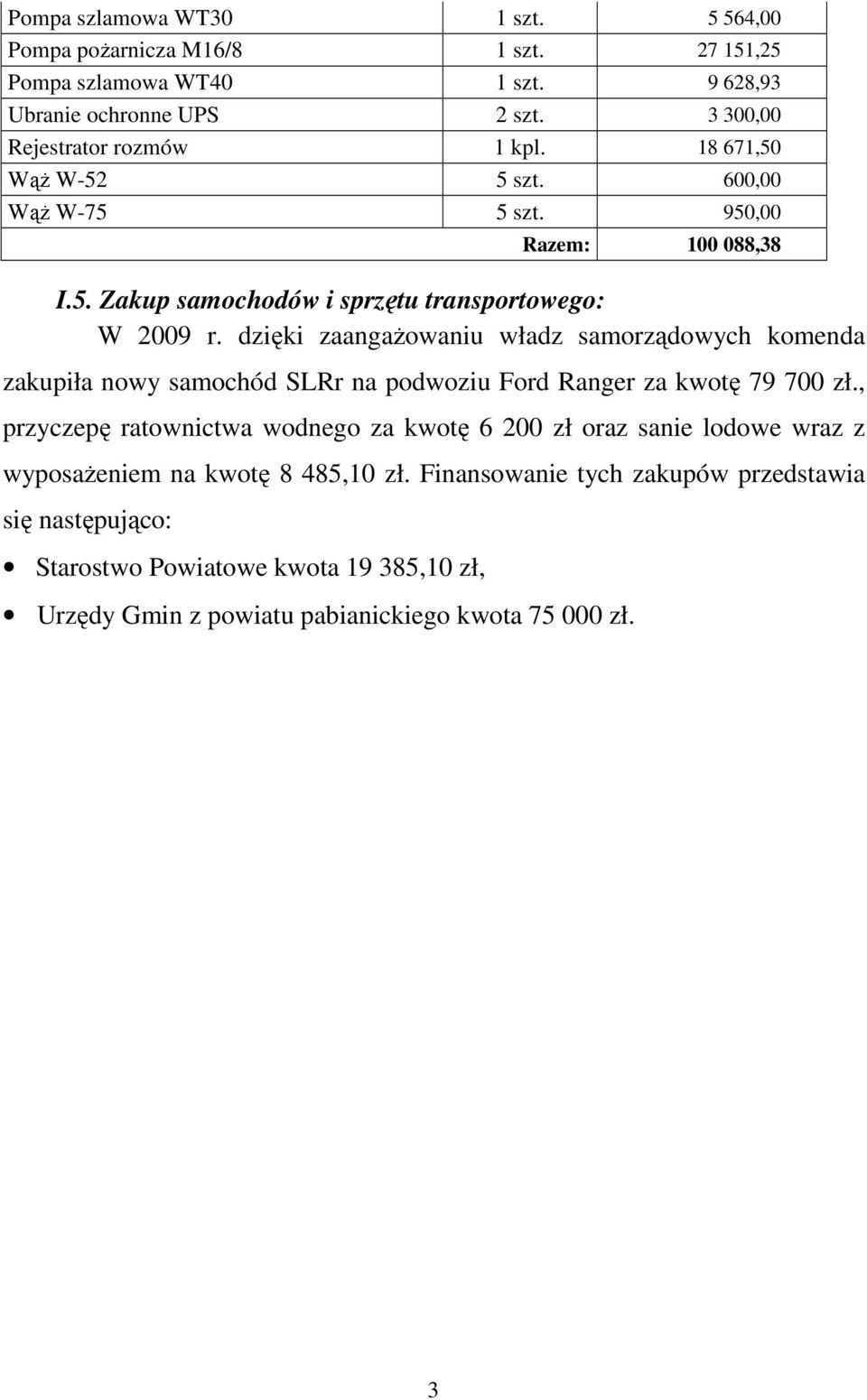 dzięki zaangaŝowaniu władz samorządowych komenda zakupiła nowy samochód SLRr na podwoziu Ford Ranger za kwotę 79 700 zł.