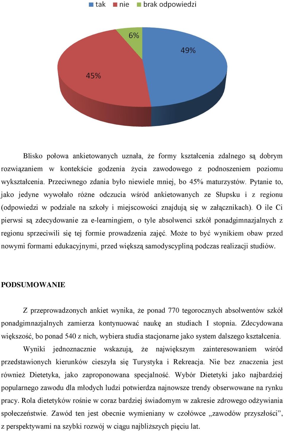 Pytanie to, jako jedyne wywołało różne odczucia wśród ankietowanych ze Słupsku i z regionu (odpowiedzi w podziale na szkoły i miejscowości znajdują się w załącznikach).