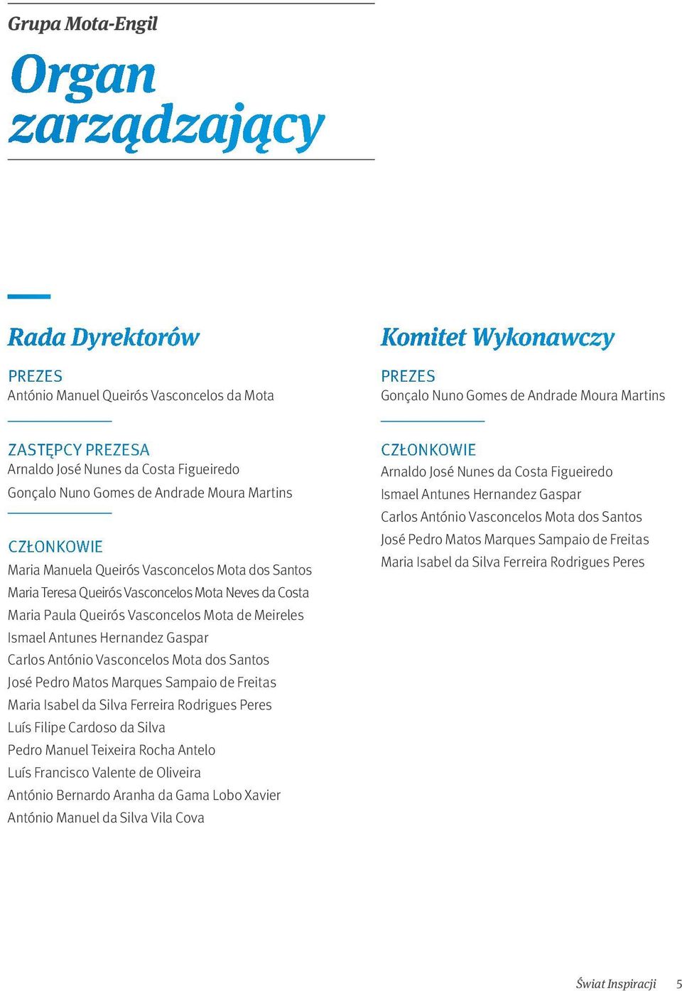 Paula Queirós Vasconcelos Mota de Meireles Ismael Antunes Hernandez Gaspar Carlos António Vasconcelos Mota dos Santos José Pedro Matos Marques Sampaio de Freitas Maria Isabel da Silva Ferreira