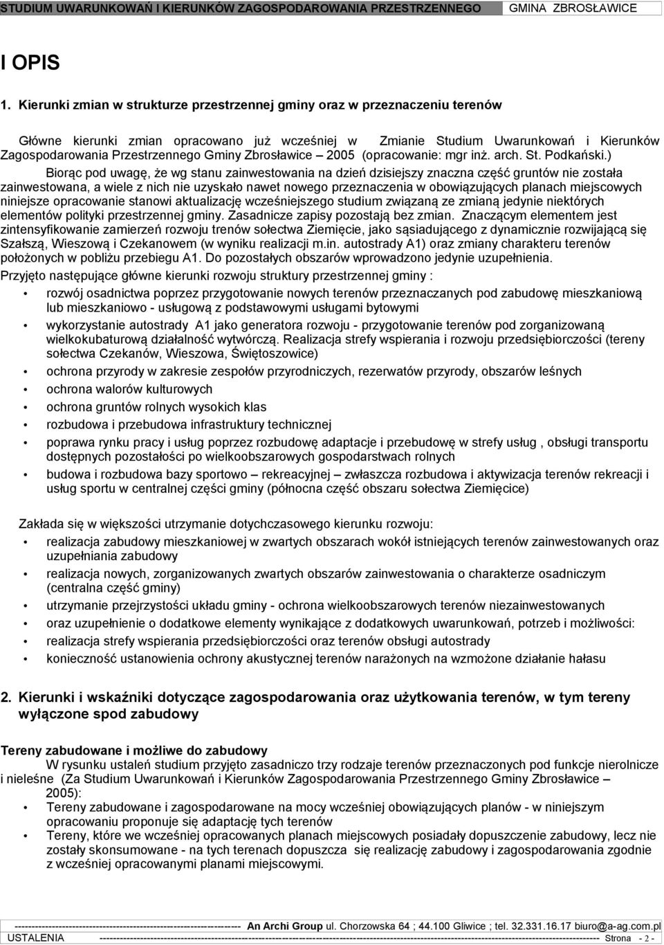Gminy 2005 (opracowanie: mgr inż. arch. St. Podkański.