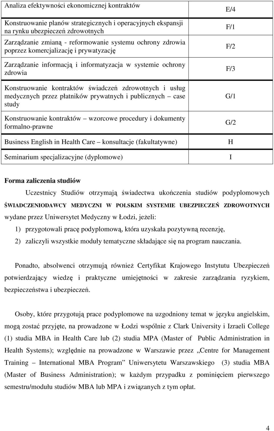 i publicznych case study Konstruowanie kontraktów wzorcowe procedury i dokumenty formalno-prawne Business English in Health Care konsultacje (fakultatywne) Seminarium specjalizacyjne (dyplomowe) E/4