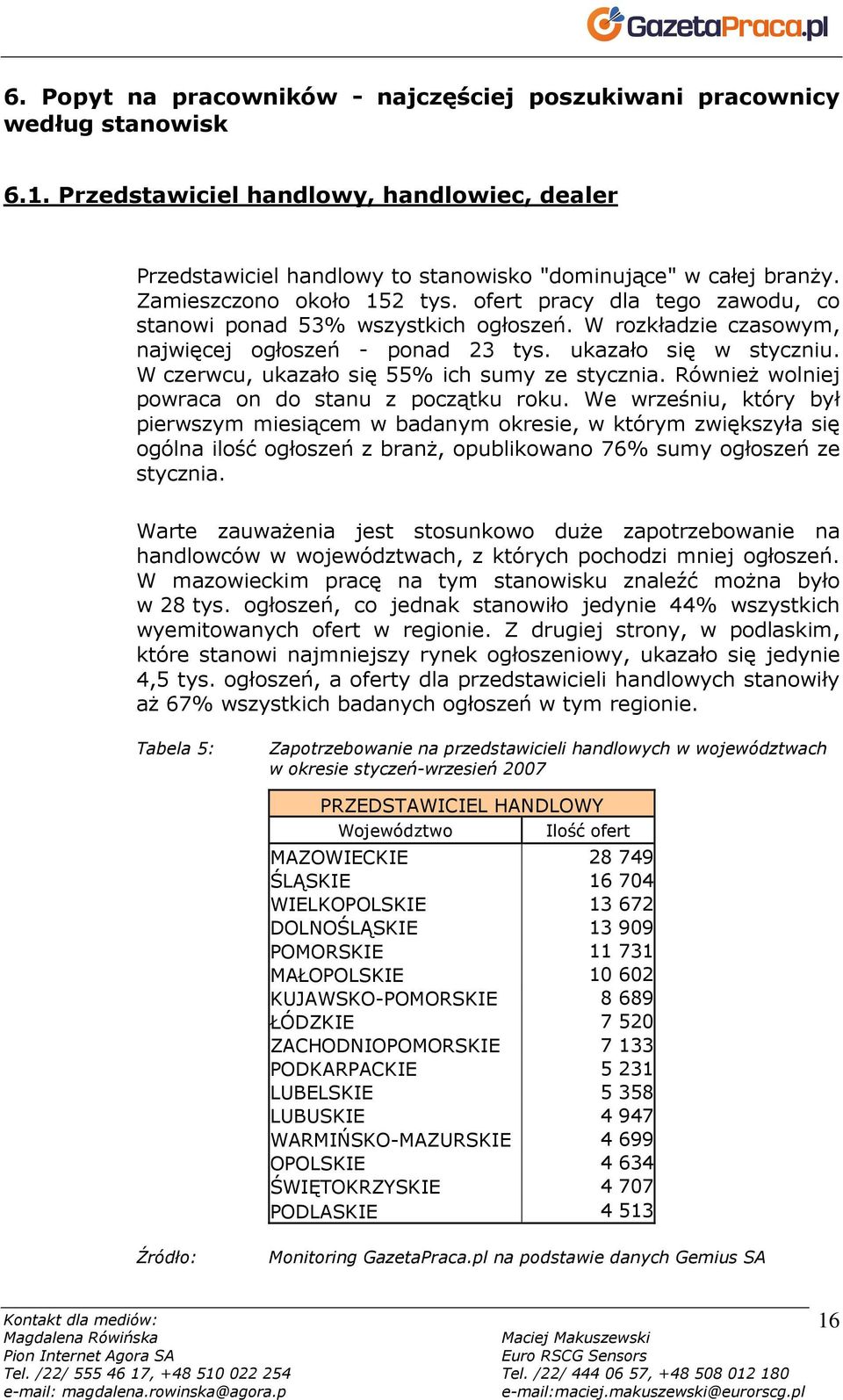 W czerwcu, ukazało się 55% ich sumy ze stycznia. RównieŜ wolniej powraca on do stanu z początku roku.