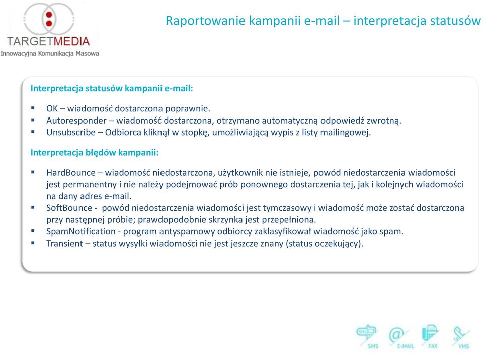 Interpretacja błędów kampanii: HardBounce wiadomość niedostarczona, użytkownik nie istnieje, powód niedostarczenia wiadomości jest permanentny i nie należy podejmować prób ponownego dostarczenia tej,