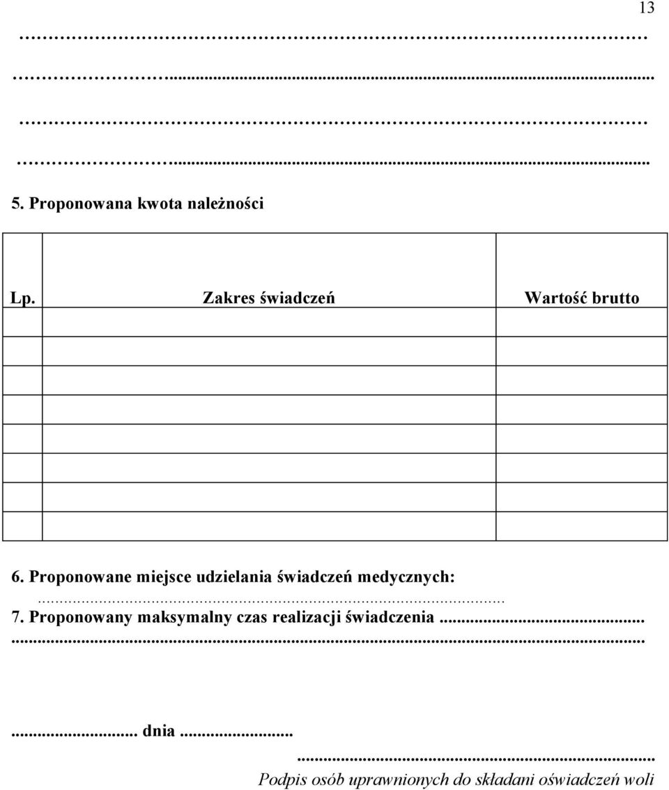 Proponowane miejsce udzielania świadczeń medycznych:... 7.