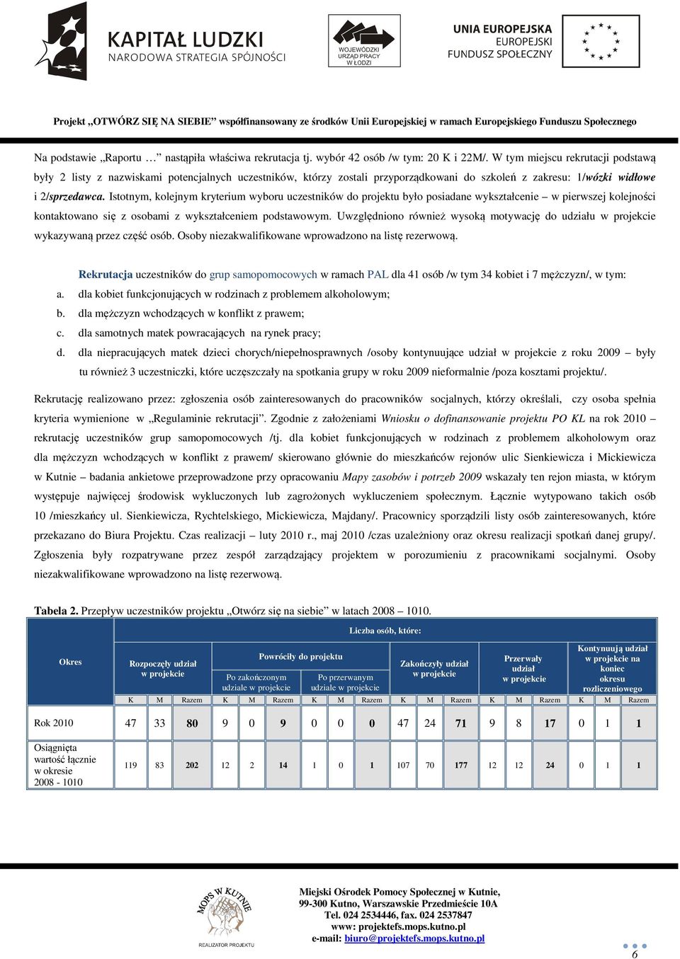 Istotnym, kolejnym kryterium wyboru uczestników do projektu było posiadane wykształcenie w pierwszej kolejności kontaktowano się z osobami z wykształceniem podstawowym.