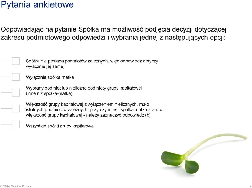 nielizne podmioty grupy kapitałowej (inne niż spółka-matka) Większość grupy kapitałowej z wyłązeniem nieliznyh, mało istotnyh podmiotów