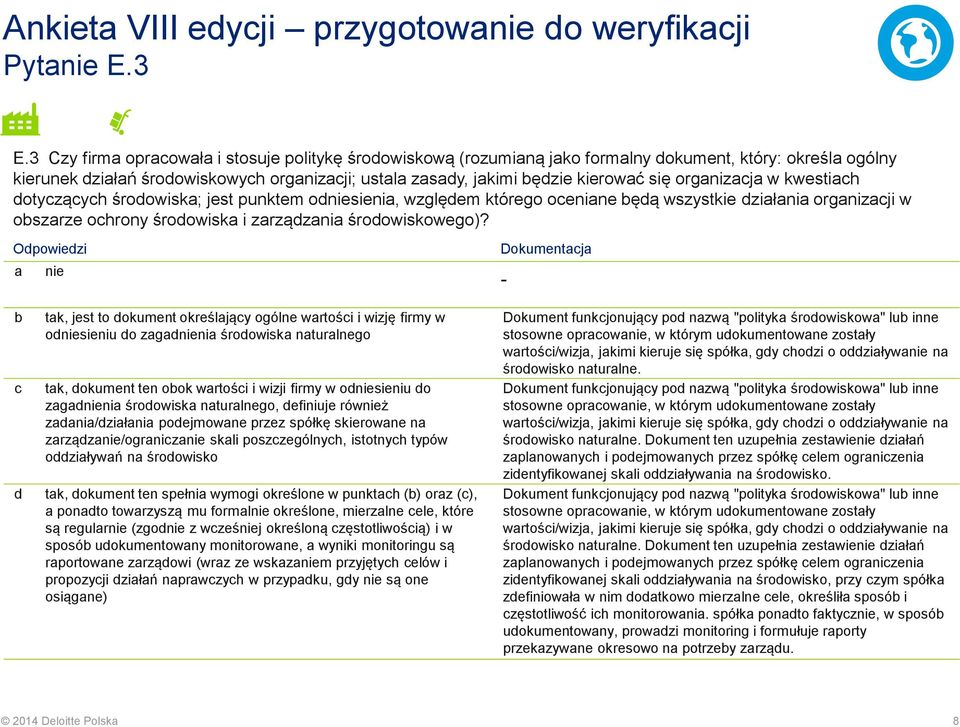 organizaja w kwestiah dotyząyh środowiska; jest punktem odniesienia, względem którego oeniane ędą wszystkie działania organizaji w oszarze ohrony środowiska i zarządzania środowiskowego)?
