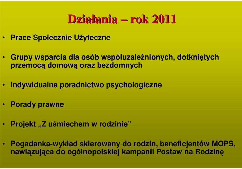 poradnictwo psychologiczne Porady prawne Projekt Z uśmiechem w rodzinie