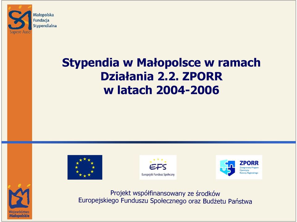 2. ZPORR w latach 2004-2006 Projekt