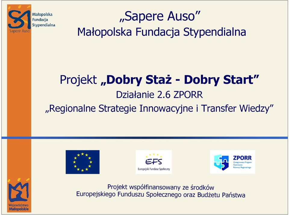 6 ZPORR Regionalne Strategie Innowacyjne i Transfer Wiedzy