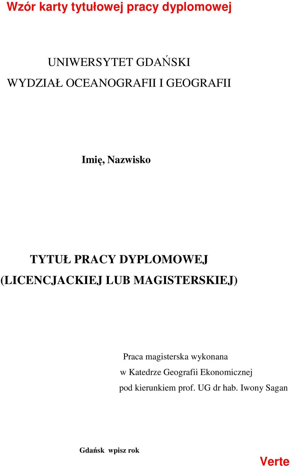 WYMOGI EDYTORSKIE PRAC MAGISTERSKICH W KATEDRZE GEOGRAFII EKONOMICZNEJ  UNIWERSYTETU GDAŃSKIEGO - PDF Free Download