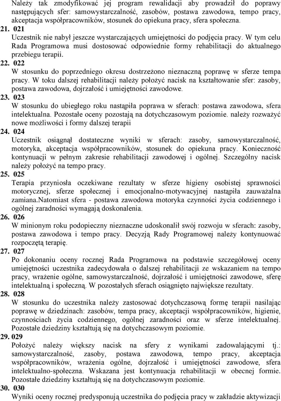 W tym celu Rada Programowa musi dostosować odpowiednie formy rehabilitacji do aktualnego przebiegu terapii. 22.