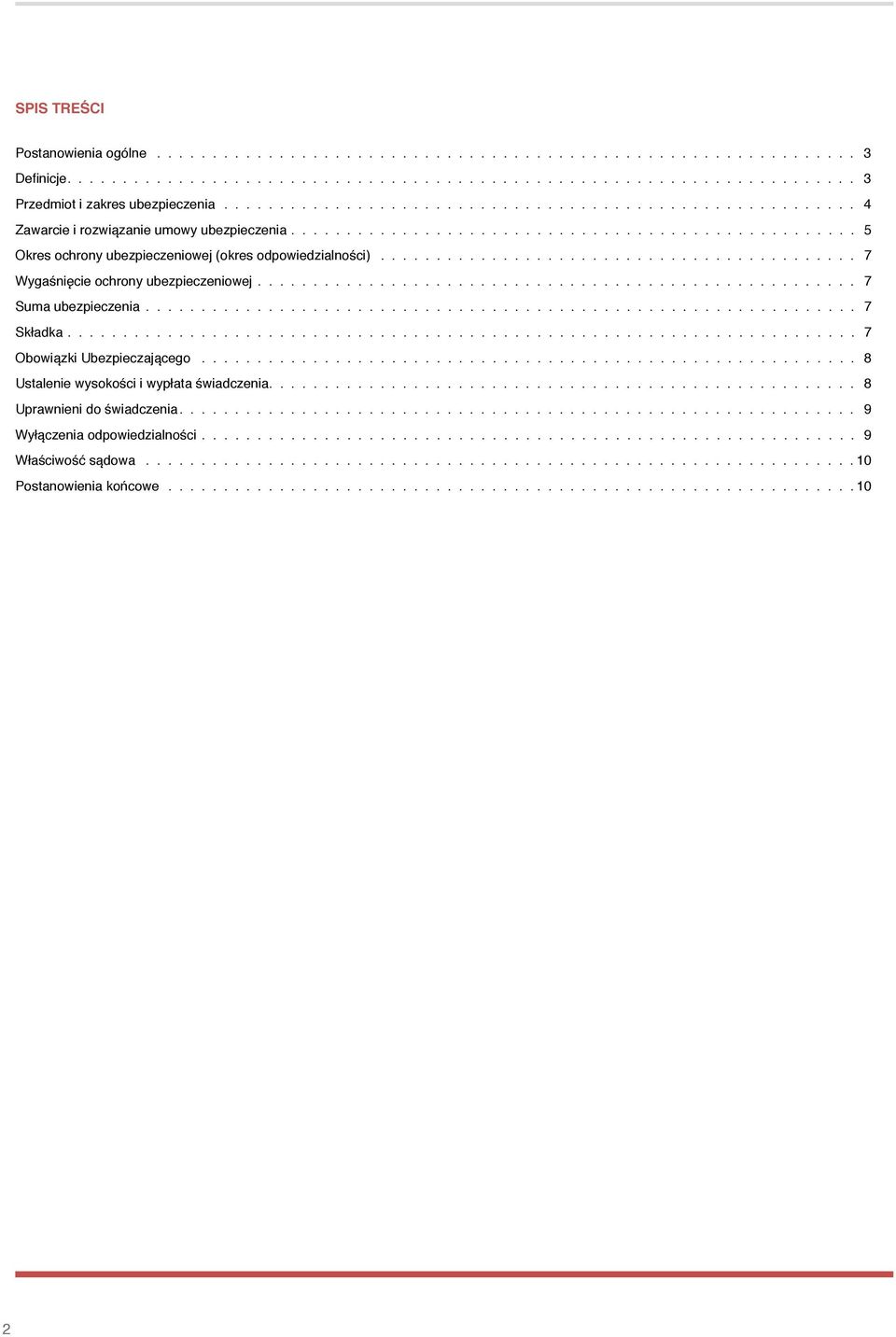.......................................... 7 Wygaśnięcie ochrony ubezpieczeniowej...................................................... 7 Suma ubezpieczenia................................................................ 7 Składka.