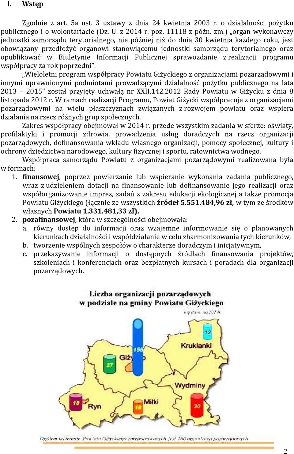 opublikować w Biuletynie Informacji Publicznej sprawozdanie z realizacji programu współpracy za rok poprzedni.