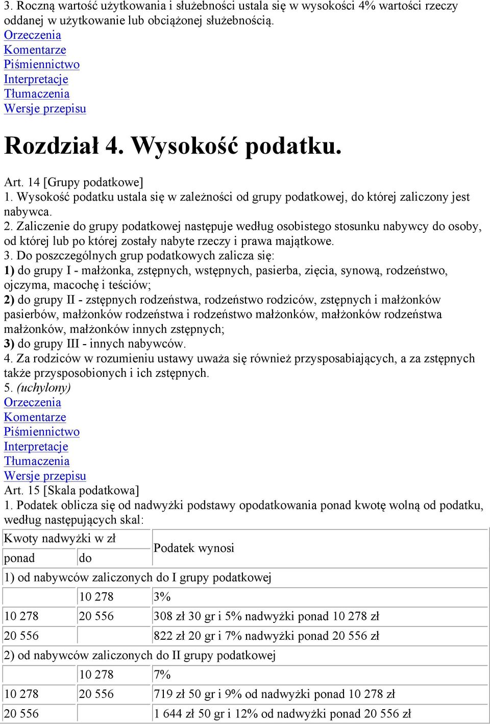 Zaliczenie do grupy podatkowej następuje według osobistego stosunku nabywcy do osoby, od której lub po której zostały nabyte rzeczy i prawa majątkowe. 3.