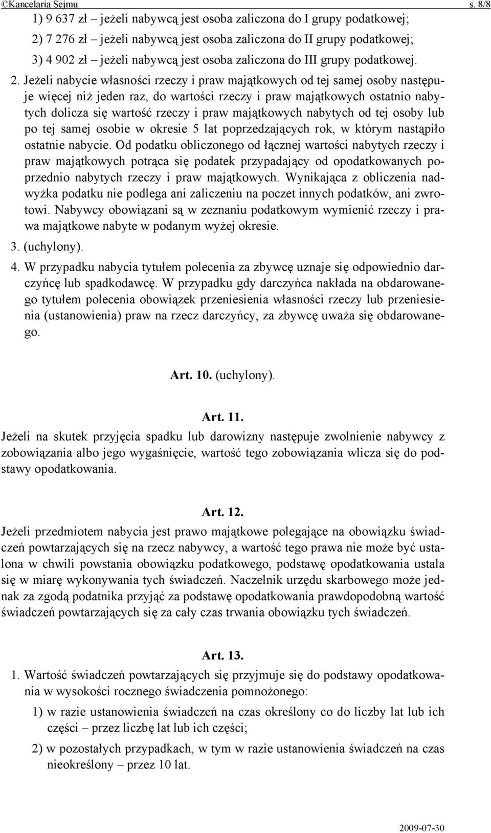 III grupy podatkowej. 2.