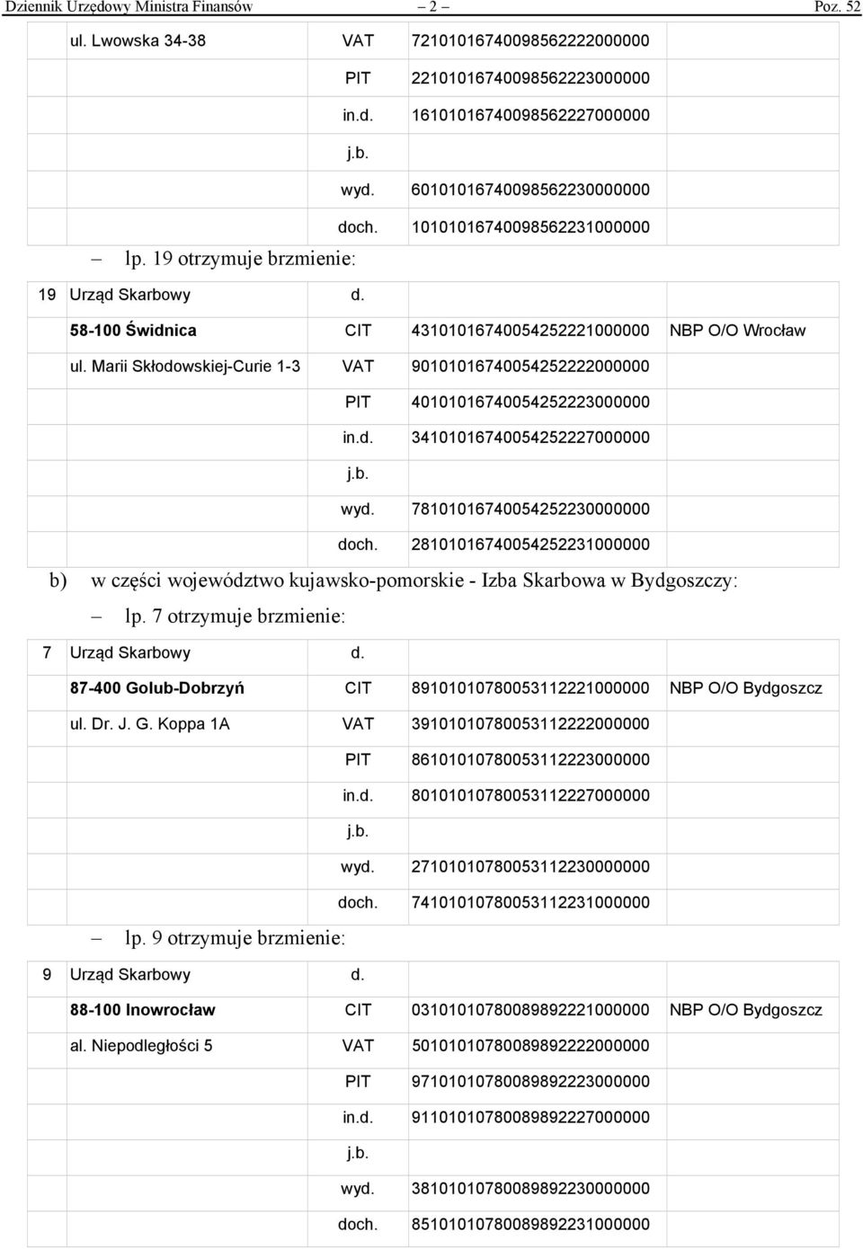 Marii Skłodowskiej-Curie 1-3 90101016740054252222000000 40101016740054252223000000 34101016740054252227000000 wyd. 78101016740054252230000000 doch.