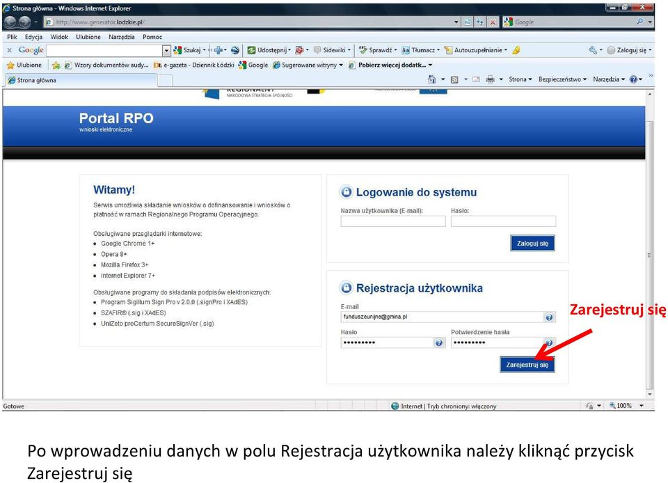 Rejestracja użytkownika