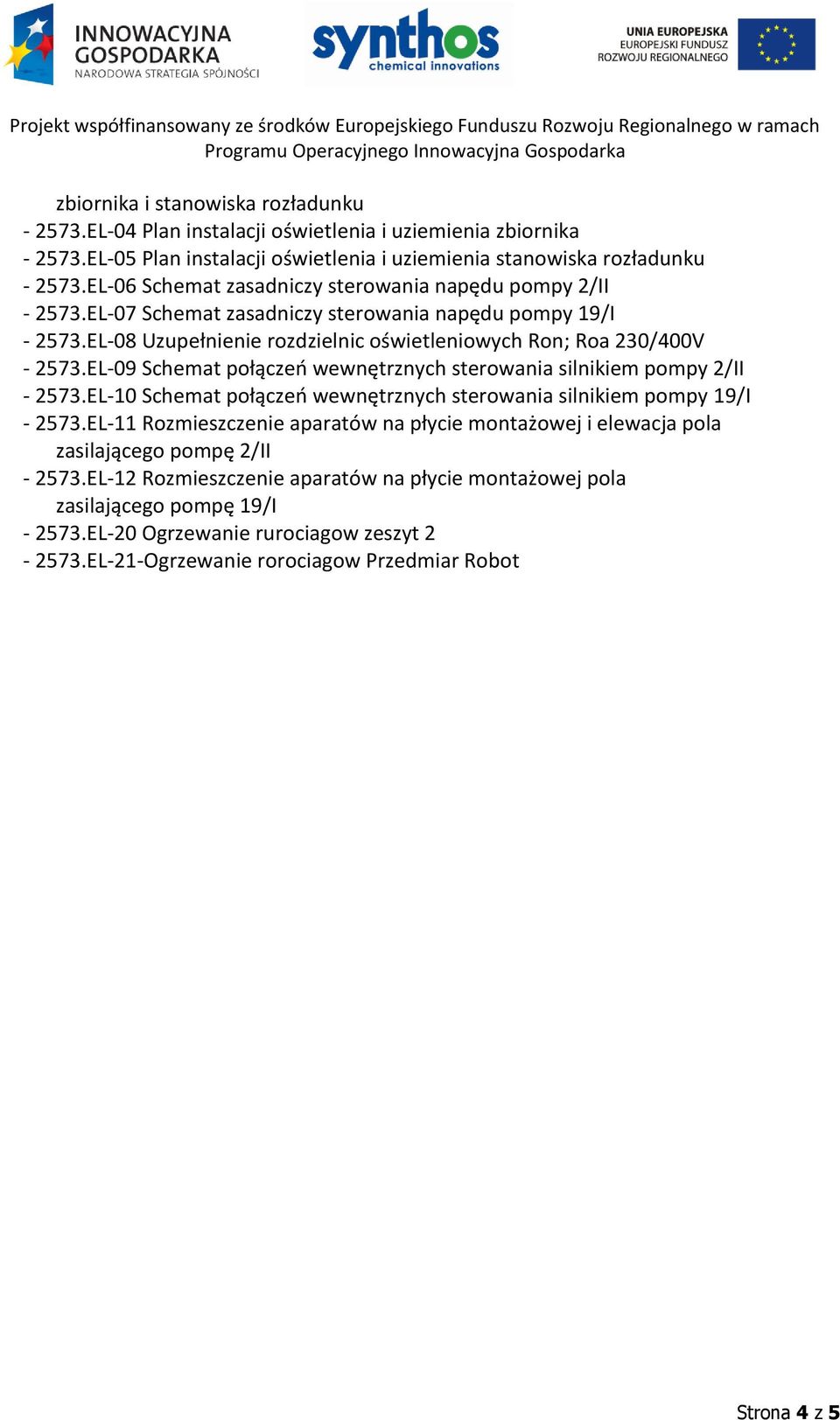 EL-09 Schemat połączeń wewnętrznych sterowania silnikiem pompy 2/II - 2573.EL-10 Schemat połączeń wewnętrznych sterowania silnikiem pompy 19/I - 2573.