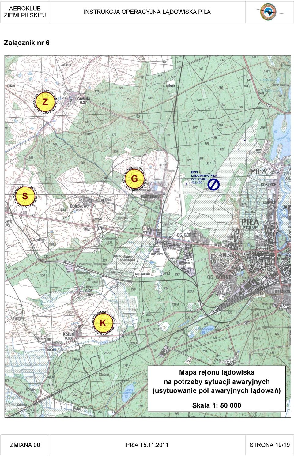 (usytuowanie pól awaryjnych lądowań)