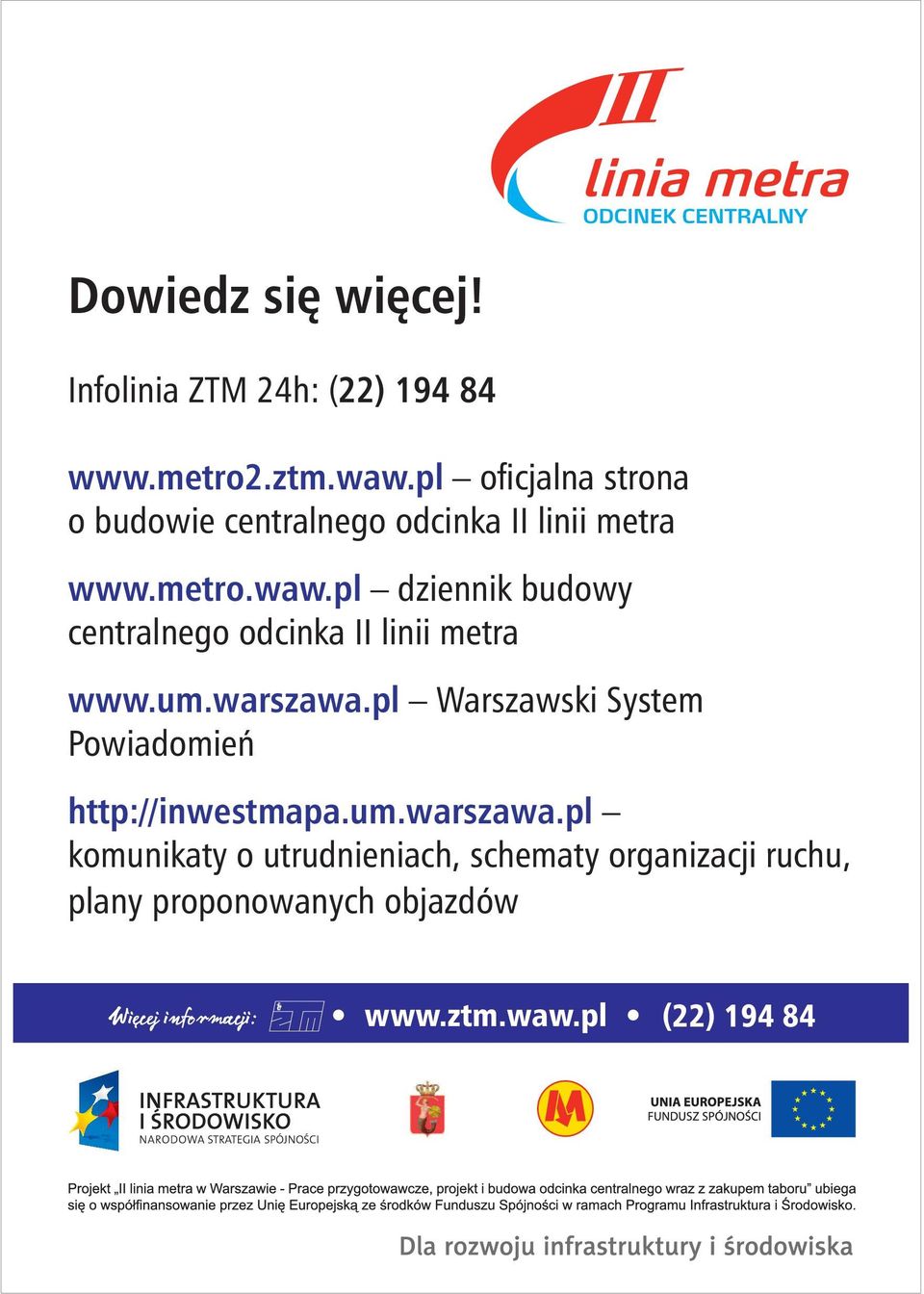 pl dziennik centralnego odcinka II linii metra www.um.warszawa.