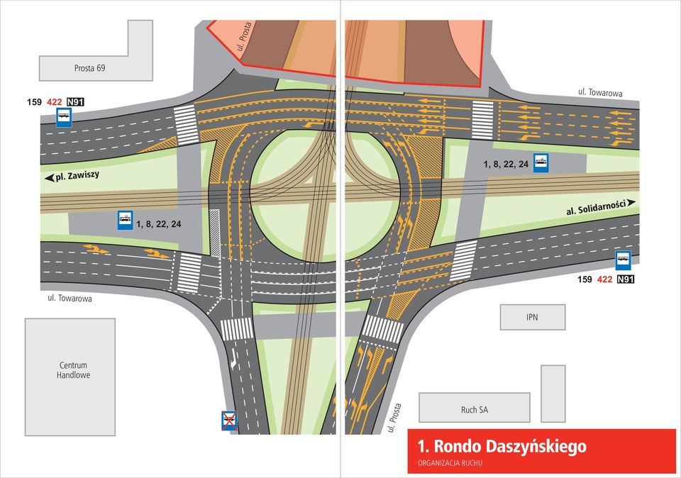 IPN ul. Towarowa 159 422 N91 ul. Prosta ul.