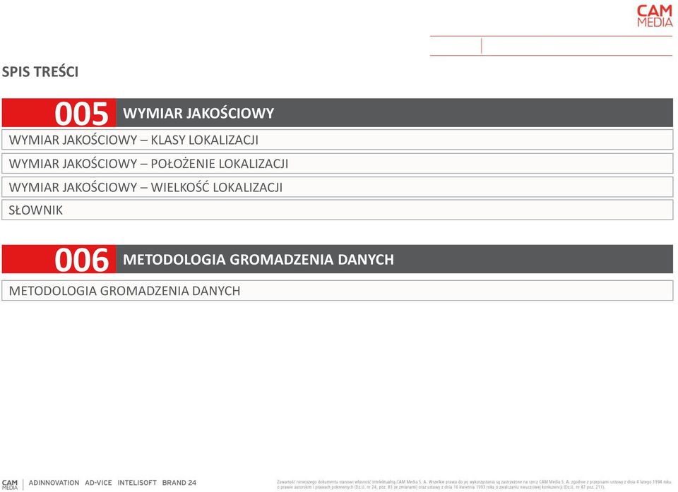 LOKALIZACJI WYMIAR JAKOŚCIOWY WIELKOŚĆ LOKALIZACJI