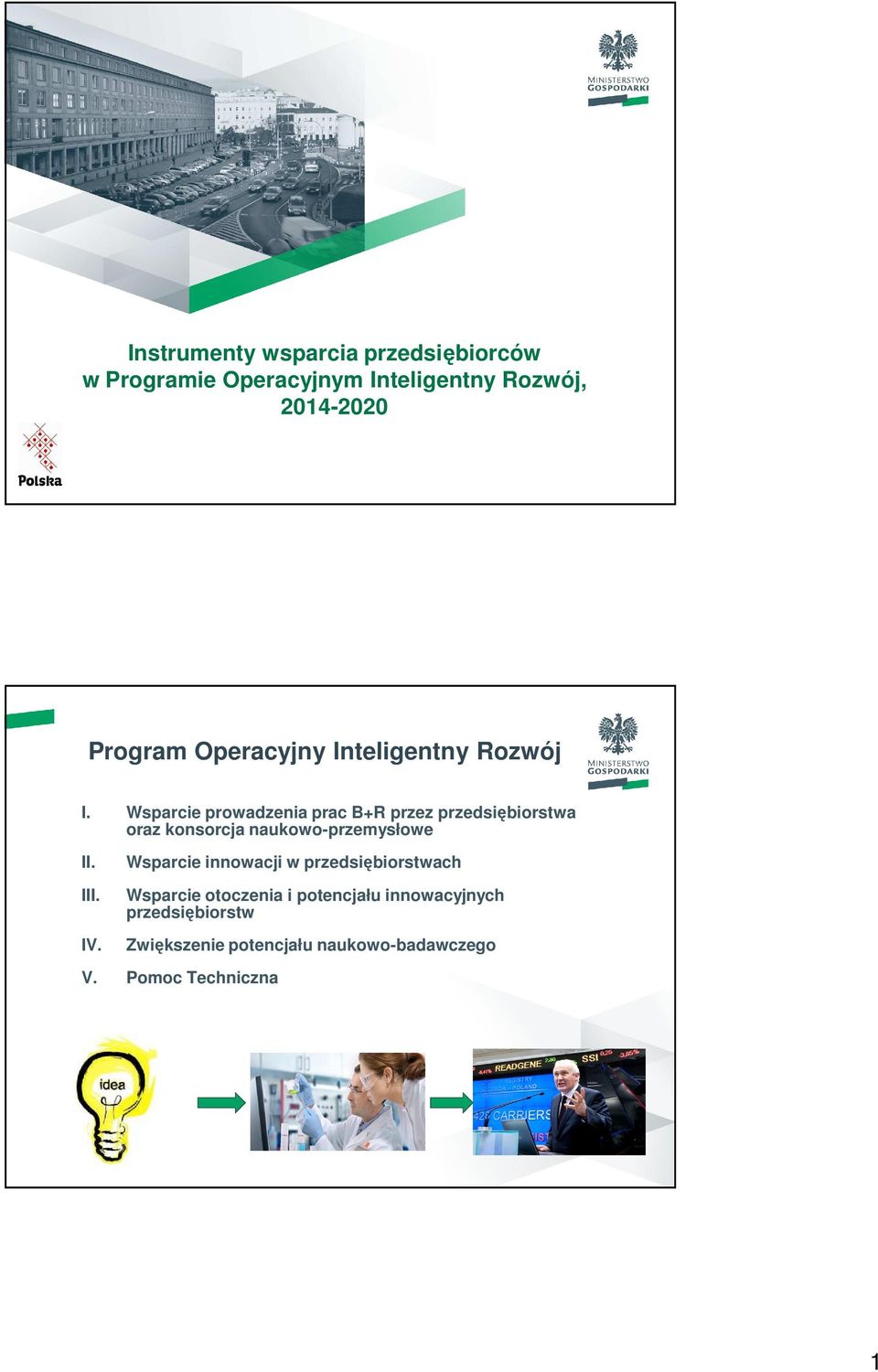 Wsparcie prowadzenia prac B+R przez przedsiębiorstwa oraz konsorcja naukowo-przemysłowe II. III.