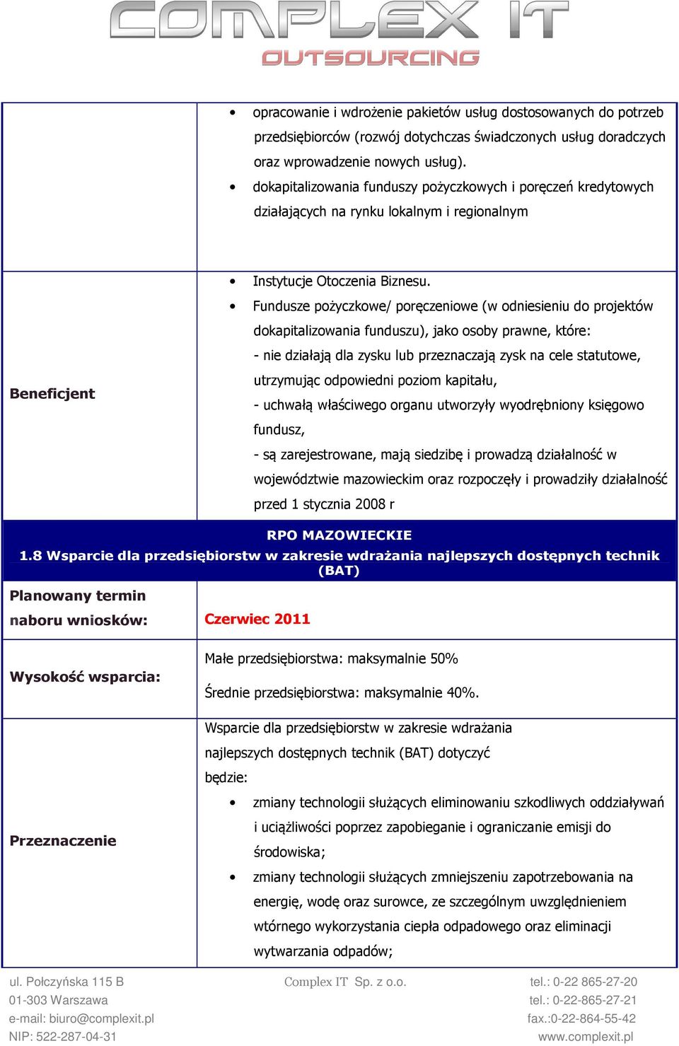 Fundusze pożyczkowe/ poręczeniowe (w odniesieniu do projektów dokapitalizowania funduszu), jako osoby prawne, które: - nie działają dla zysku lub przeznaczają zysk na cele statutowe, utrzymując