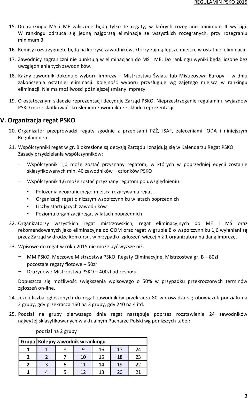 Do rankingu wyniki będą liczone bez uwzględnienia tych zawodników. 18. Każdy zawodnik dokonuje wyboru imprezy Mistrzostwa Świata lub Mistrzostwa Europy w dniu zakończenia ostatniej eliminacji.