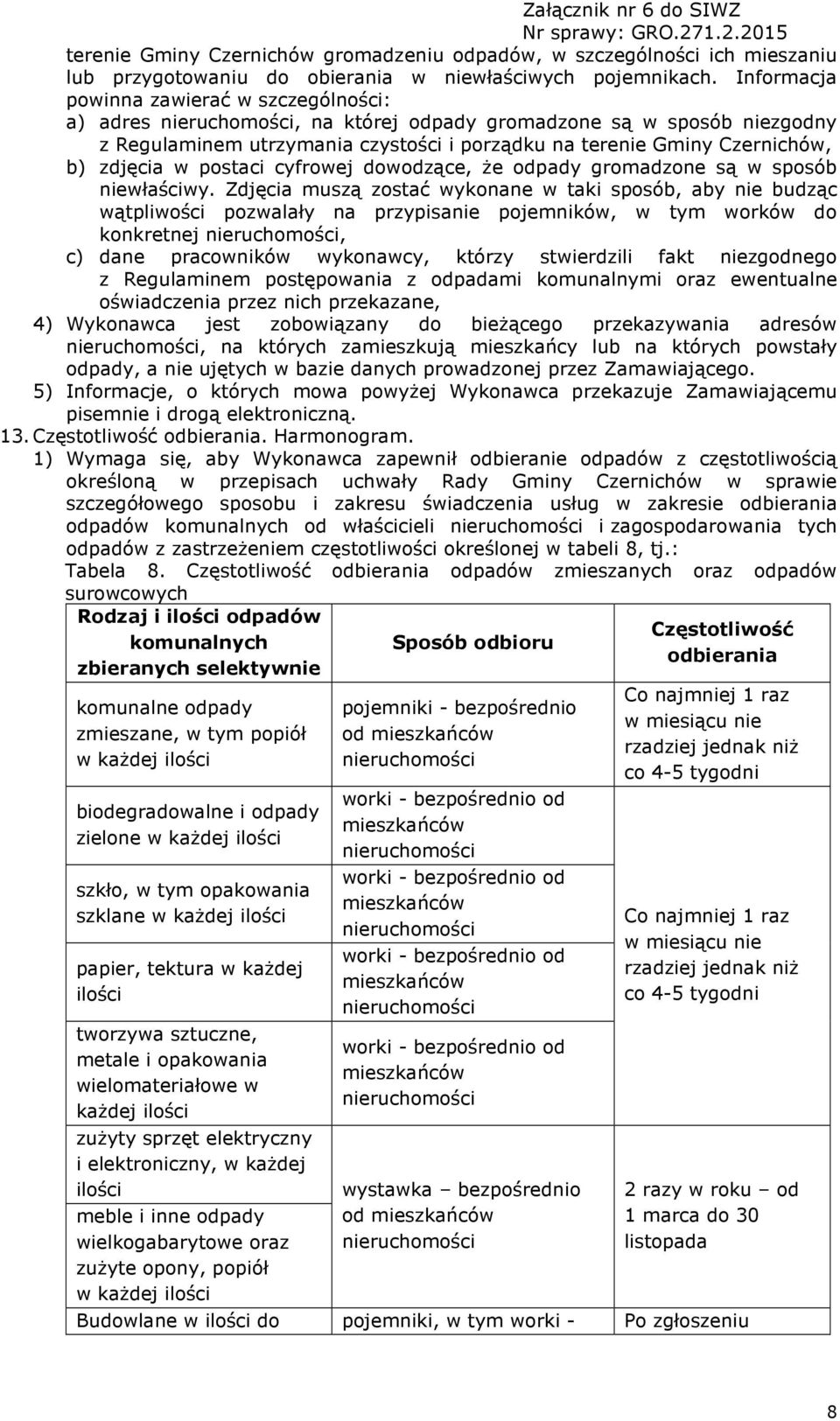 postaci cyfrowej dowodzące, że odpady gromadzone są w sposób niewłaściwy.