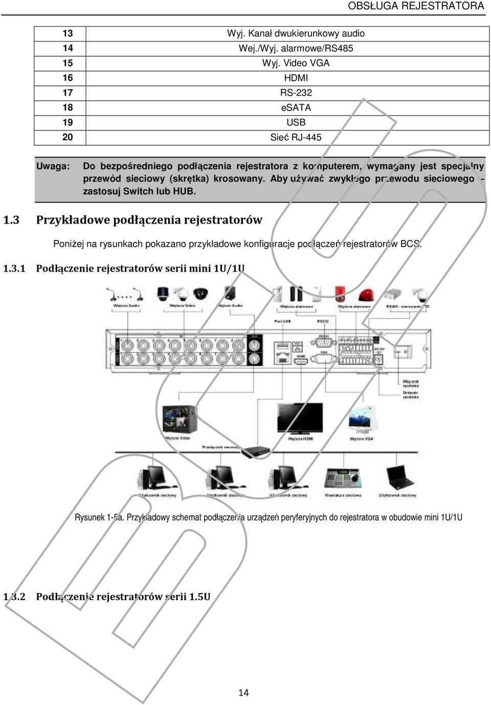 (skrętka) krosowany. Aby używać zwykłego przewodu sieciowego zastosuj Switch lub HUB. 1.