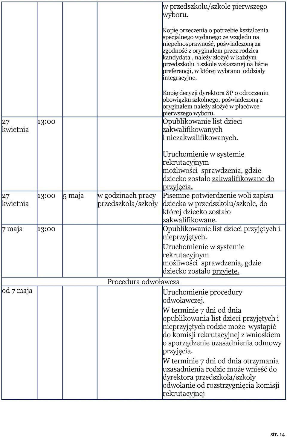 szkole wskazanej na liście preferencji, w której wybrano oddziały integracyjne.