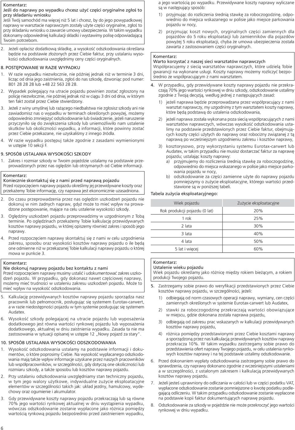 W takim wypadku dokonamy odpowiedniej kalkulacji składki i wystawimy polisę odpowiadającą Twoim potrzebom. 2.