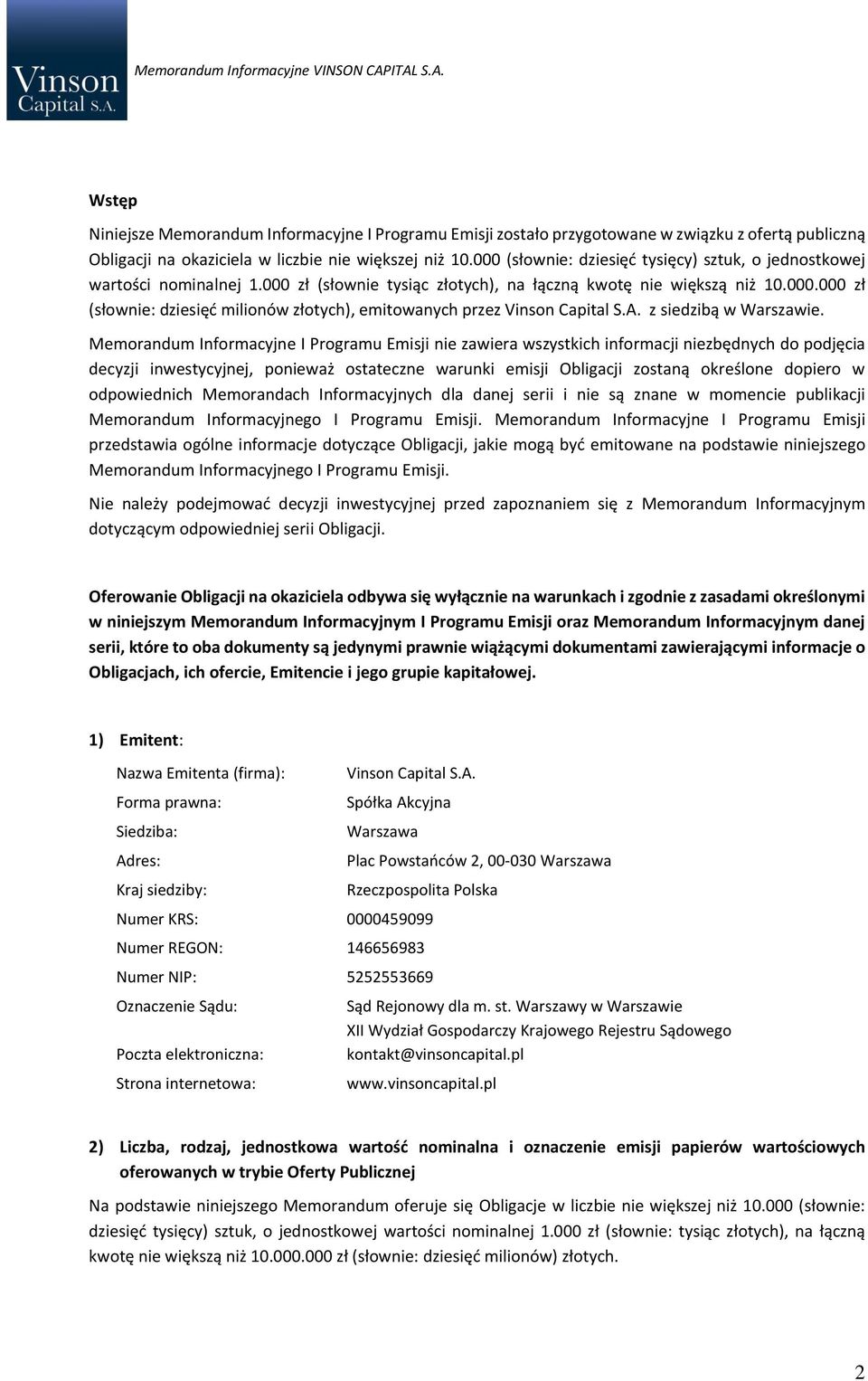 A. z siedzibą w Warszawie.