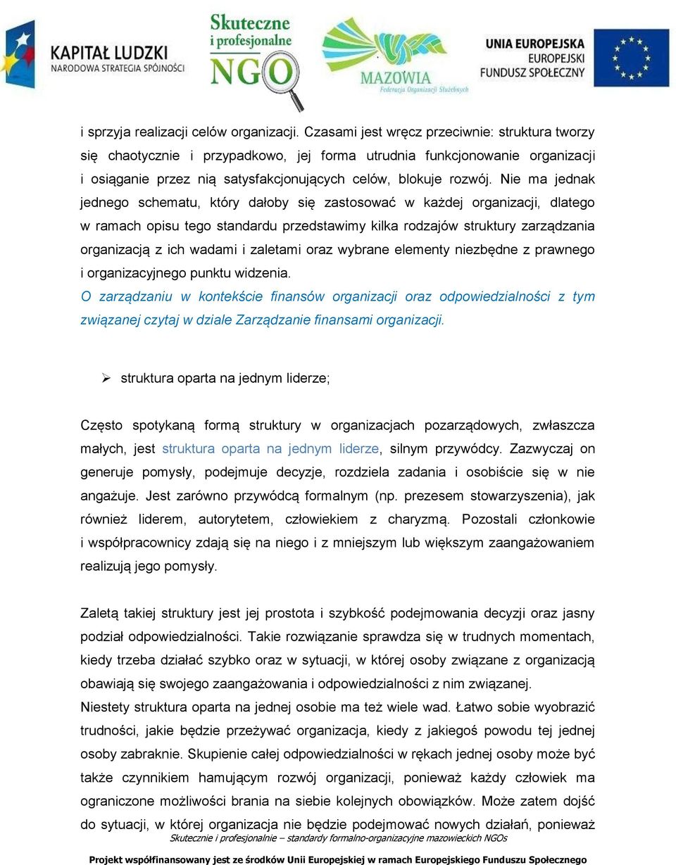 Nie ma jednak jednego schematu, który dałoby się zastosować w każdej organizacji, dlatego w ramach opisu tego standardu przedstawimy kilka rodzajów struktury zarządzania organizacją z ich wadami i
