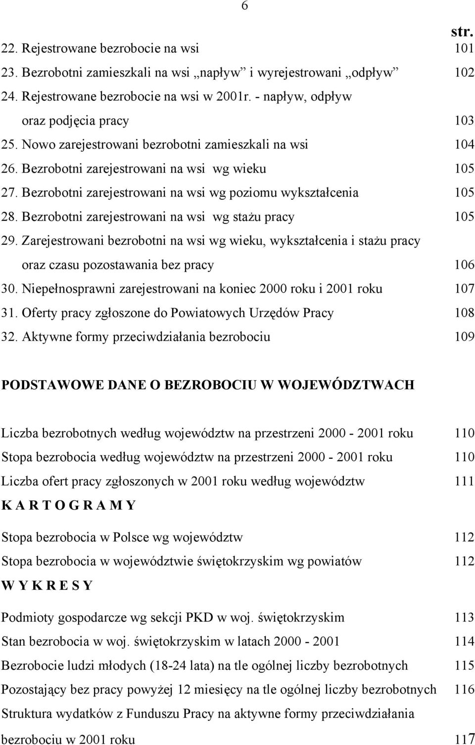 Bezrobotni zarejestrowani na wsi wg poziomu wykształcenia 105 28. Bezrobotni zarejestrowani na wsi wg stażu pracy 105 29.