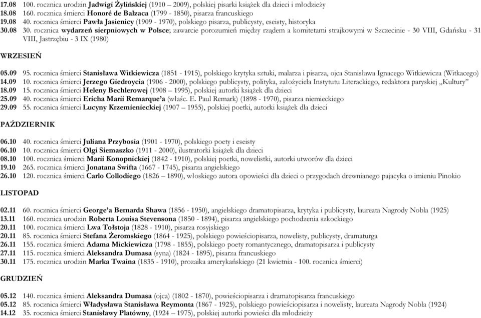 rocznica wydarzeń sierpniowych w Polsce; zawarcie porozumień między rządem a komitetami strajkowymi w Szczecinie - 30 VIII, Gdańsku - 31 VIII, Jastrzębiu - 3 IX (1980) WRZESIEŃ 05.09 95.