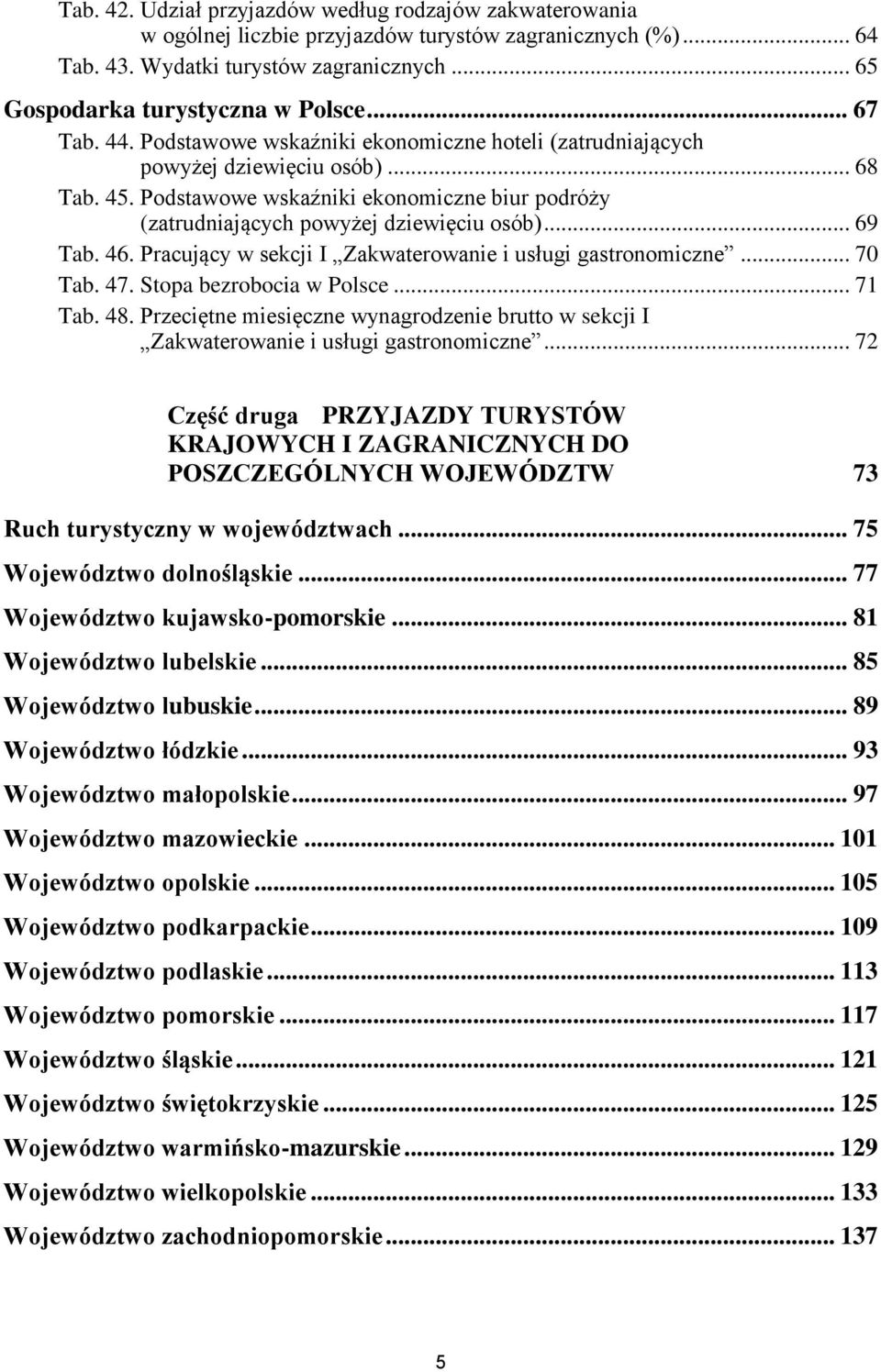 .. Tab.. Pracujący w sekcji Zakwaterowanie i usługi gastronomiczne... Tab.. Stopa bezrobocia w Polsce... Tab.. Przeciętne miesięczne wynagrodzenie brutto w sekcji Zakwaterowanie i usługi gastronomiczne.