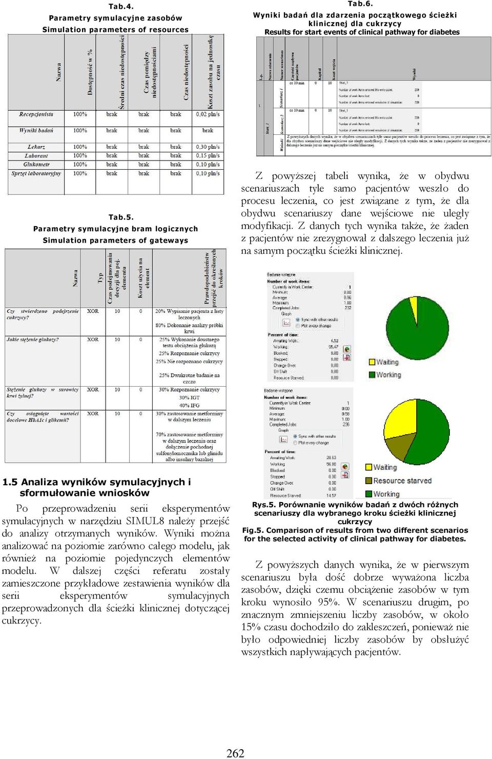 Parametry symulacyjne bram logicznych Simulation parameters of gateways Z powyższej tabeli wynika, że w obydwu scenariuszach tyle samo pacjentów weszło do procesu leczenia, co jest związane z tym, że