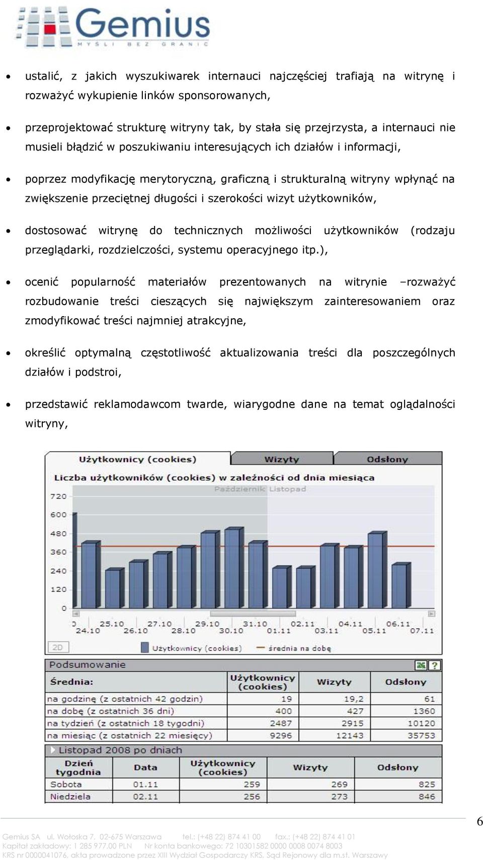 wizyt użytkowników, dostosować witrynę do technicznych możliwości użytkowników (rodzaju przeglądarki, rozdzielczości, systemu operacyjnego itp.