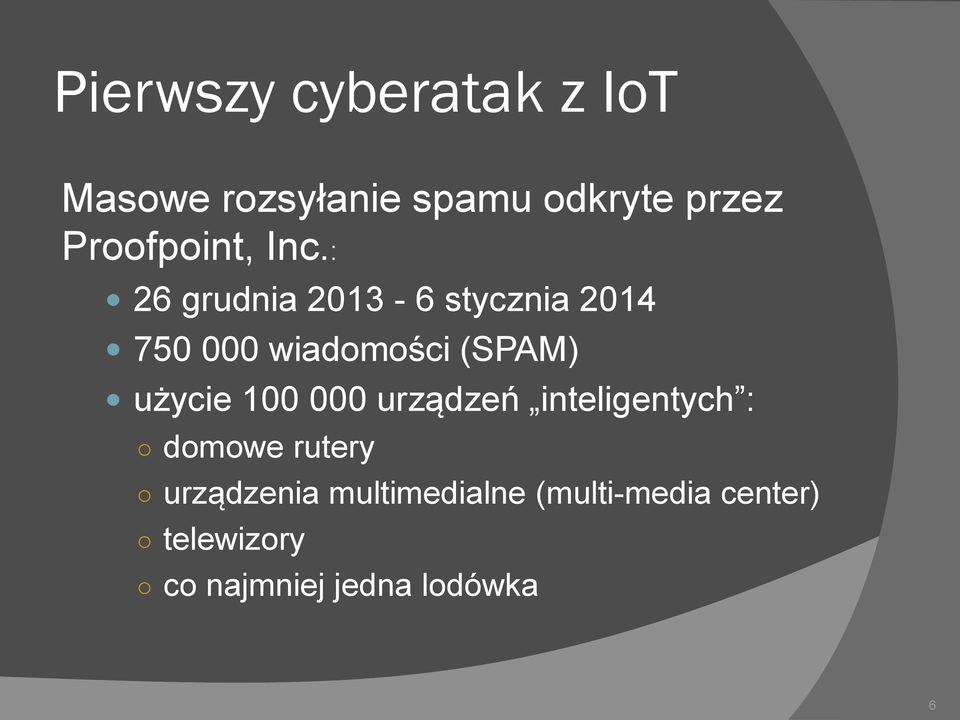 : 26 grudnia 2013-6 stycznia 2014 750 000 wiadomości (SPAM) użycie