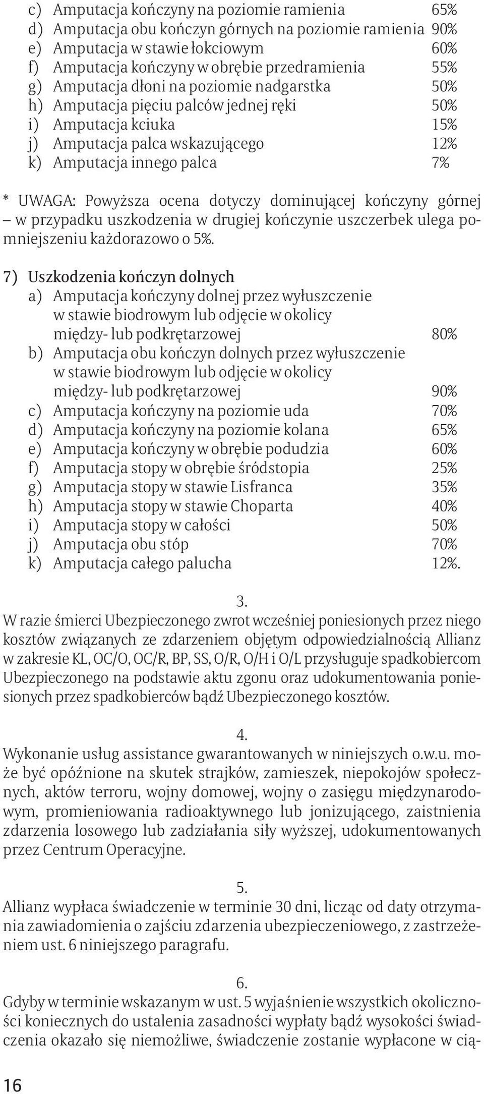 dotyczy dominującej kończyny górnej w przypadku uszkodzenia w drugiej kończynie uszczerbek ulega pomniejszeniu każdorazowo o 5%.
